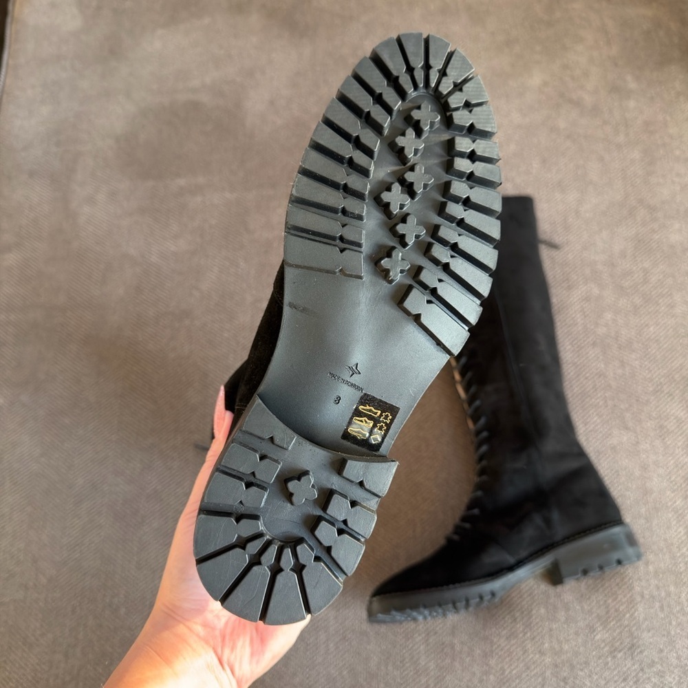 TUCKERNUCK Black Suede Lace-Up Knee-High Boots - Picture 7 of 8